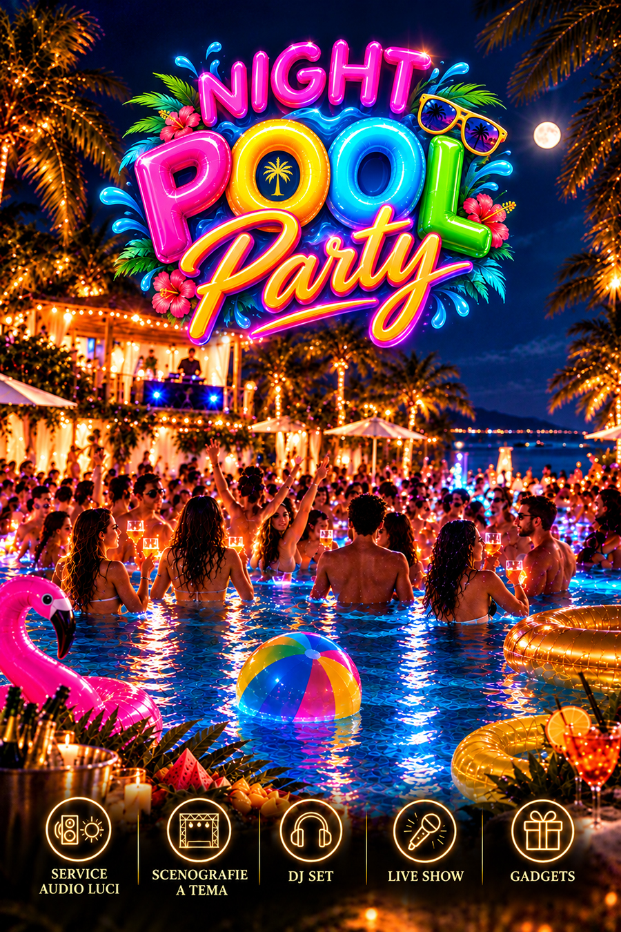 Festa in piscina sotto le stelle
