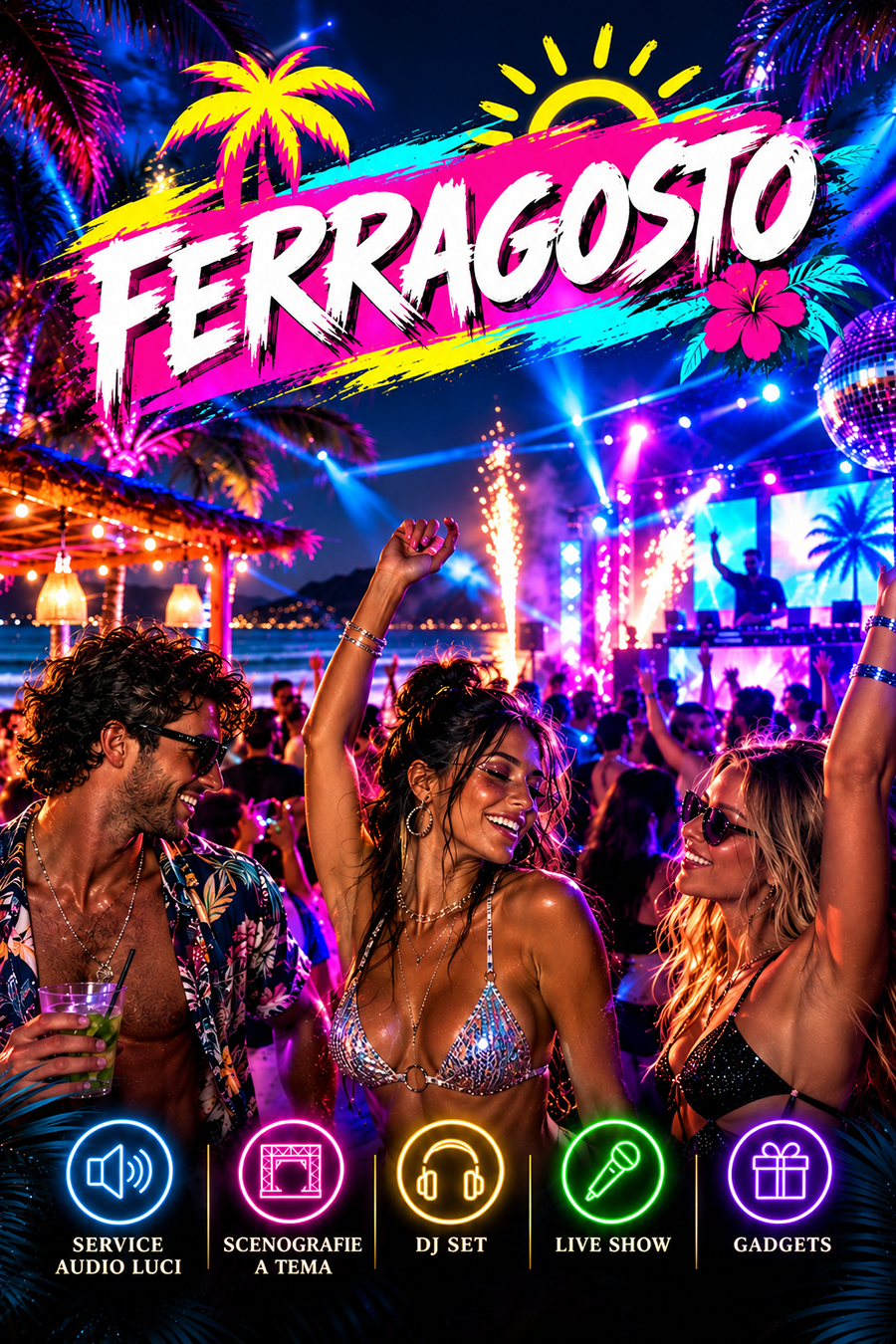 Festa tropicale neon di Ferragosto